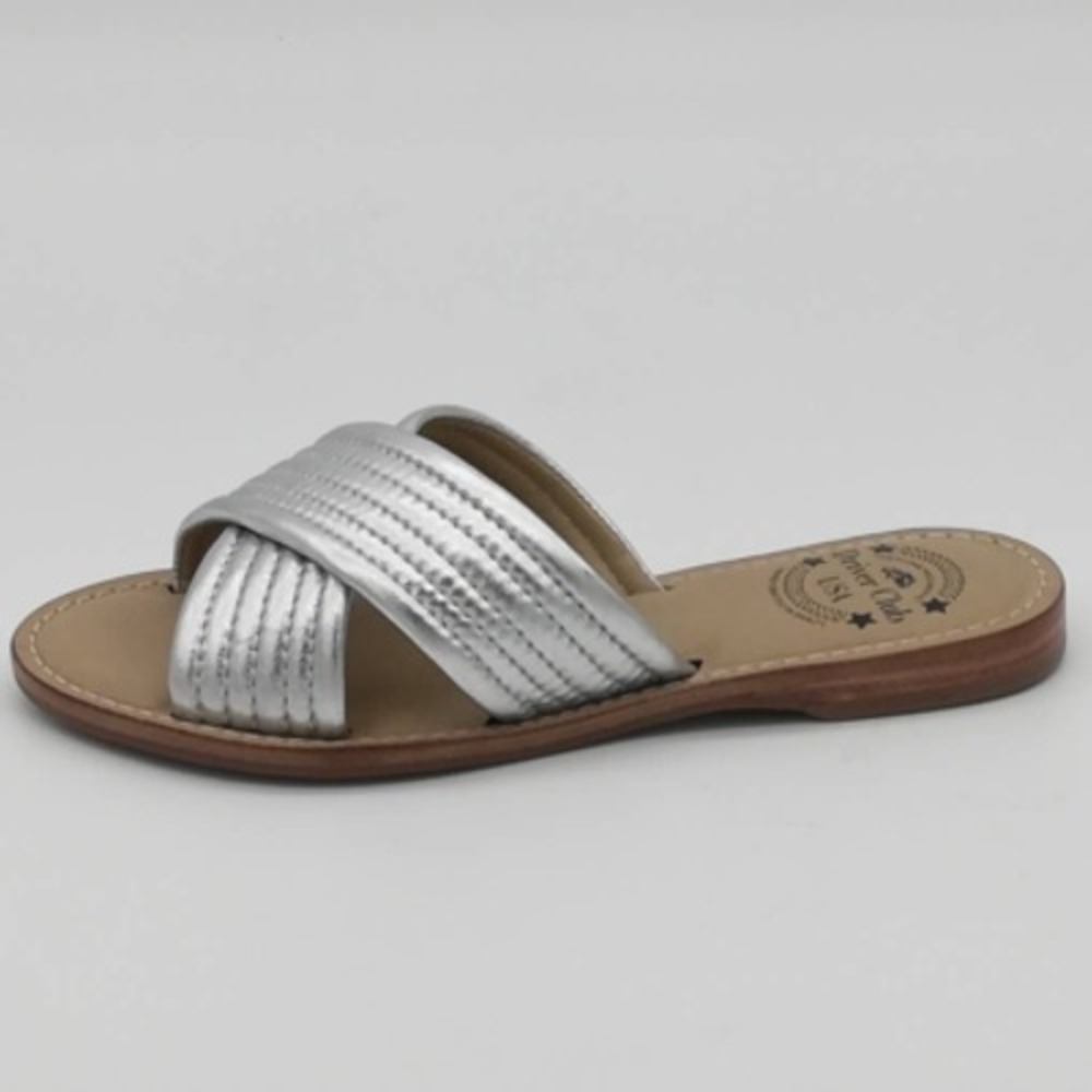 Driver Club USA Womens Santa Monica Slides Sandals Metallic Flat Slip On 5 New